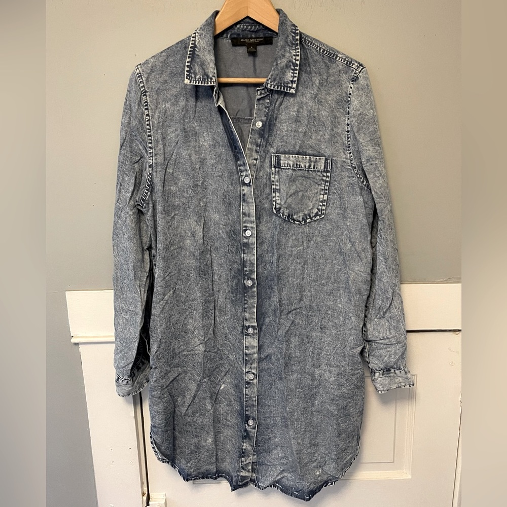 Acid Wash Chambray Shirt Dress